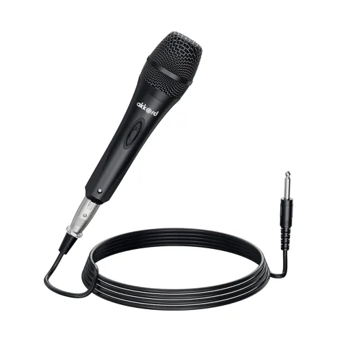 Image of Akkord Wired Handheld Microphone for Singing, Dynamic Vocal Mic with On/Off Switch, 1/4inch Jack Cable Included – Ideal 