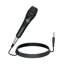 Akkord Wired Handheld Microphone for Singing, Dynamic Vocal Mic with On/Off Switch, 1/4inch Jack Cable Included – Ideal 