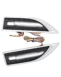 Aksmit Car Side Fender Light with 3 Colour Led Indicator Light (Silver) For Alto 800