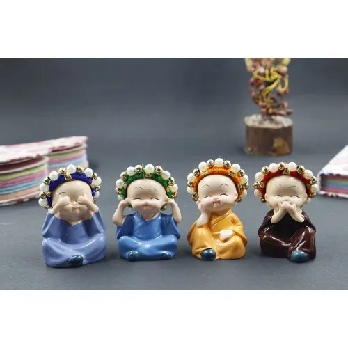 Image of Alaukik Colourful Rajasthani Hat Monk (Set of 4)
