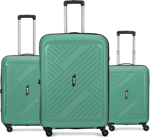 Image of ALFA by VIP Hard Body Set of 3 Luggage 8 Wheels - Rhino 3 (Small 55cm | Medium 65cm | Large 75cm) - Trolley Bag - Green