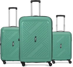 ALFA by VIP Hard Body Set of 3 Luggage 8 Wheels - Rhino 3 (Small 55cm | Medium 65cm | Large 75cm) - Trolley Bag - Green