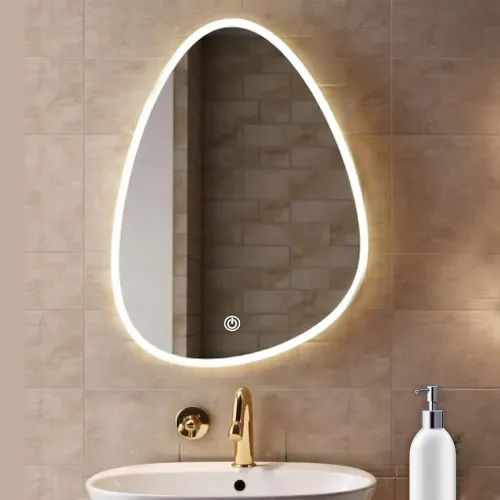 Image of Alfa Design 28x20 Inch Drop LED Mirror | Wall Mounted with Touch Sensor, 3 Light Modes Natural, Warm & Cold White | Wall