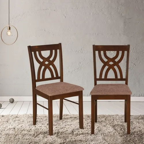 Image of Alice Solid Wood Dining Chair Set of 2 in Antique Cherry Finish for Dining & Kitchen Room
