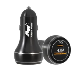 Aliens World 24W Fast Car Charger with 3-in-1 Cable – Black