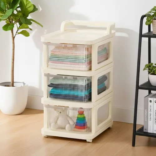 Image of Aliensware 3Layer Plastic Storage Drawer Organizer with Wheels