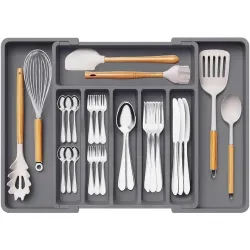 Aliensware Expandable Slider Kitchen Drawer Organizer Adjustable Flatware & Cutlery Holder