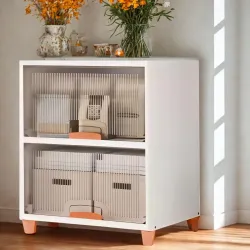 Aliensware 2Pcs X-Large Cabinet Storage Organizer 45 X 38 X 65 CM for Clothes / Cupboard / Plastic Almirah / Foldable Ki