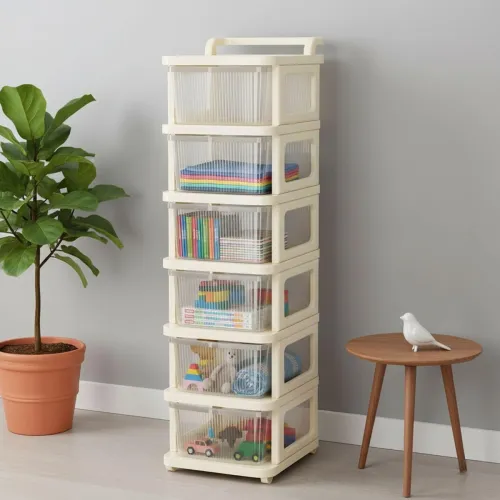 Image of Aliensware 6-Layer Plastic Storage Drawer Organizer with Wheels