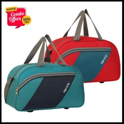 Aliva DB-1150 40L Travel Duffel Bag Combo (Blue & Red, Set of 2)
