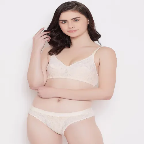 Image of Aliza Cream Self-Design Lingerie Set