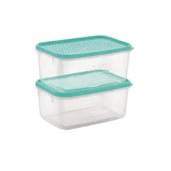 All Time Polka Food Storage Containers 1000ml Each Set of 2 | BPA Free Plastic Airtight Kitchen Boxes for Refrigerator, Fruits, Vegetables, Snacks & Pantry | Lilac/Turquoise/Yellow (421 X 2)