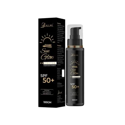 Image of ALLAIL SUN GLOW Protector Sunscreen, SPF 50+, Vitamin C and E Enriched, 100gm