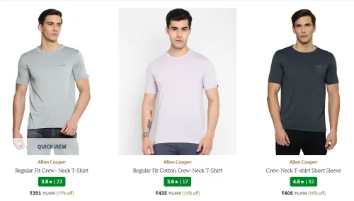 Image of Allen Cooper Crew-Neck T-Shirtat minimum 77% Discount