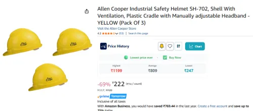 Image of Allen Cooper Industrial Safety Helmet SH-702, Po3