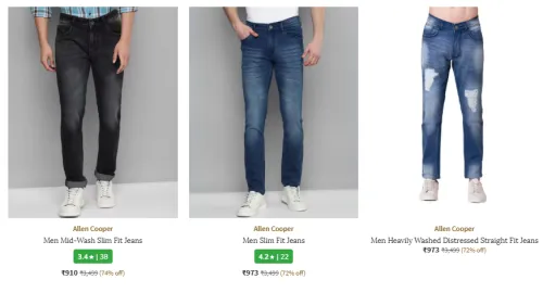 Image of Allen Cooper Men Fashion Jeans Minimum 70% Discount