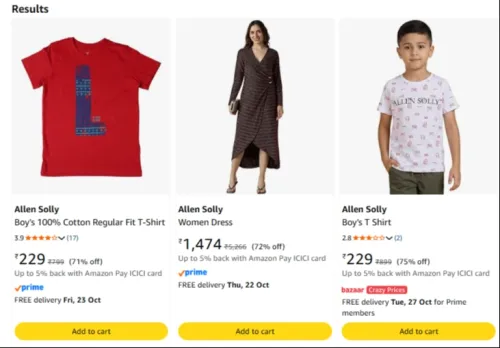 Image of Allen Solly at minimum 70% Discount