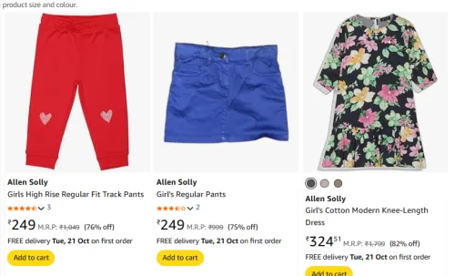 Image of Allen Solly Girls Clothing Upto 82% Off