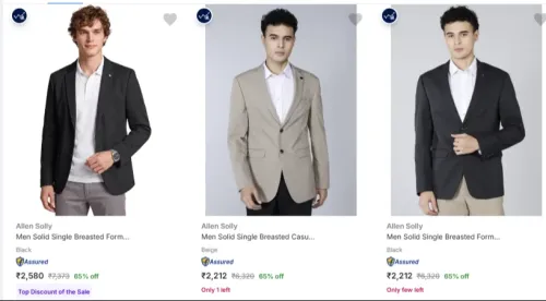 Image of Allen Solly Men's Readymade Blazers at minimum 65% Discount
