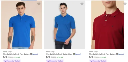 Image of Allen Solly Men's T Shirts at minimum 60% Discount