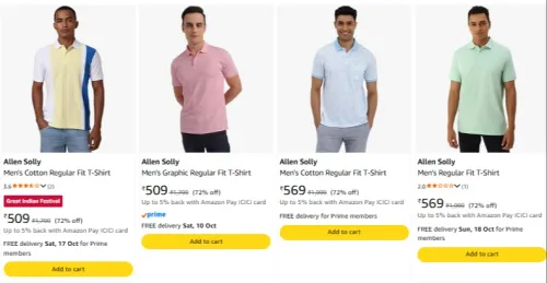 Image of Allen Solly Men's T-Shirt at minimum 71% Discount