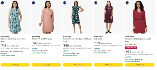 Image of Allen Solly Women's dress at minimum 72% Discount