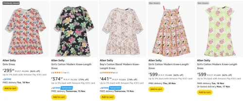 Image of Allen Solly Girl's Dresses upto 84% Discount