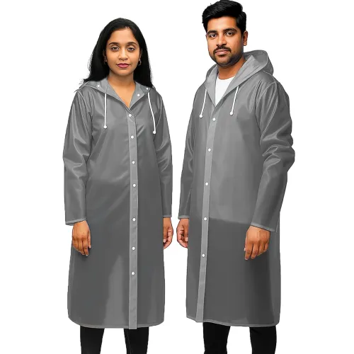 Image of Allextreme EVA Waterproof Unisex Rain Coat Hooded Full Sleeves Outdoor Men
