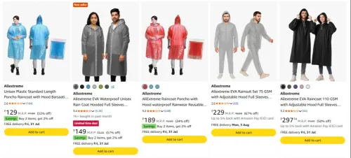 Image of Allextreme raincoat starting at ₹129 