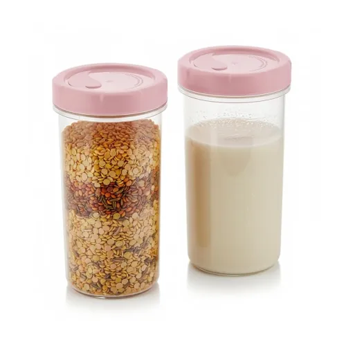 Image of All Time Twister Tumbler Storage Bottle Set of 2 | 470ml Each | BPA Free Airtight Spill Proof Plastic Bottles | Food Gra