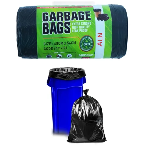Image of ALN® Premium Garbage Bags for dustbin |Size 19 x 21 inches (Medium) 30 Bags Count Black, For Dry & Wet waste |30 bags /r