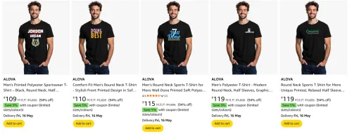 Image of ALOVA Men's T-shirts Flat 94% Off