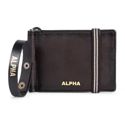 Alpha Premium Top Grain Leather Mens Wallet Black