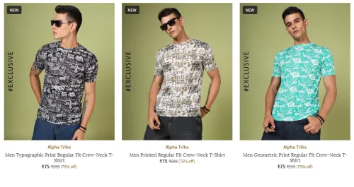 Image of Alpha Tribe Typographic Print Men’s T-Shirt Starting at ₹75