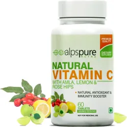 ALPSPURE Nutra Natural Vitamin C 1000mg with Amla,Lemon & Rose Hips (60 Tablets)