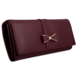 ALSU Womens Maroon Faux Leather Hand Wallet