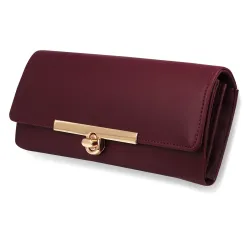 ALSU Womens Maroon Hand Clutch Wallet