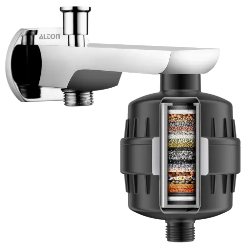 Image of ALTON FLT40110, 15-Stage Shower and Tap Filter for Hard Water | Water Softener for Bathroom | Hard Water Filter | Black