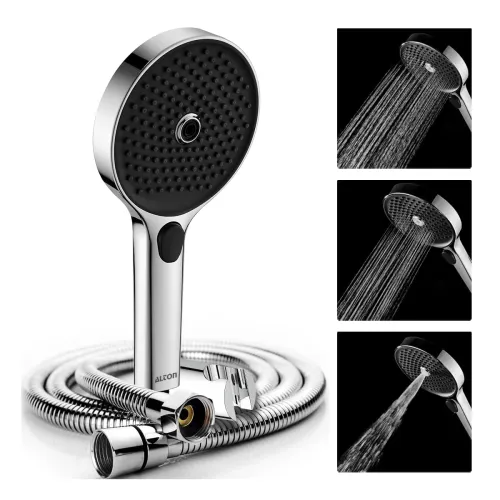Image of ALTON SHR22390, ABS,3-Function, 5-INCH, Hand Shower With SS-304 Grade 1.5 Mtr Flexible Hose & Wall Hook, Silver