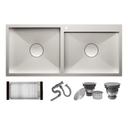 ALTON Stainless Steel Double Bowl Kitchen Sink with Basket