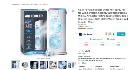 Image of Aluan Portable Double Ended Mist Spray Fan