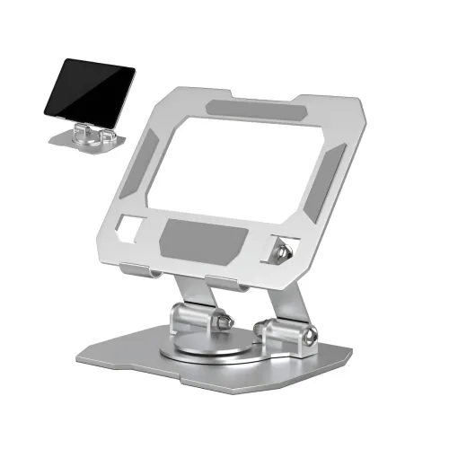 Image of Aluminium Tablet Stand Holder with 360° Rotating Base & Multi-Angle Adjustment