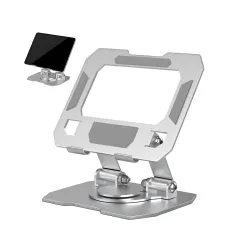 Aluminium Tablet Stand Holder with 360° Rotating Base & Multi-Angle Adjustment