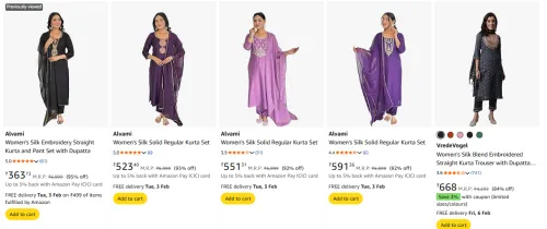 Image of ALvami Womens Kurta Set Starting @ ₹363