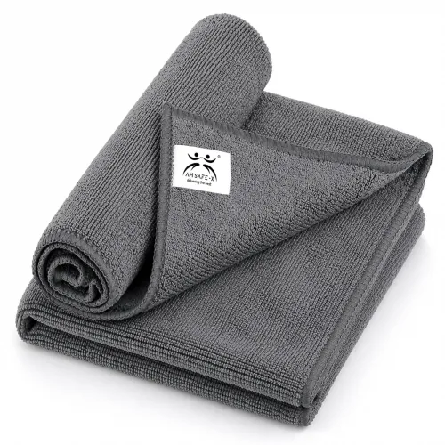 Image of AM Safe-X Premium Microfiber Cleaning Cloth 2Pcs 350 GSM 40x40cm Grey | Ultra Thick Dual-Sided Car Drying Towel | Super 