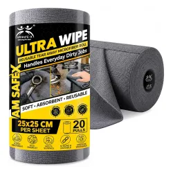 AM Safe-X Microfiber Cleaning Cloth Roll, 20Pcs, 4000 Times Washable