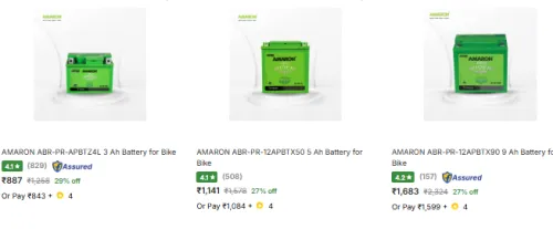 Image of AMARON Bike & Car Batteries Starting at ₹887