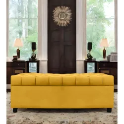 AMATA Eagle Solid Wood 2 Seater Ottoman pouffe Velvet Fabric Perfect for Home Living Office Room