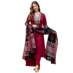 Amayra Womens Pure Cotton A-Line Kurta Set with Palazzo Pants & Dupatta|Ethnic