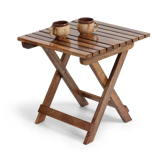 Image of AMAZE SHOPPEE Brown Wooden Folding Table